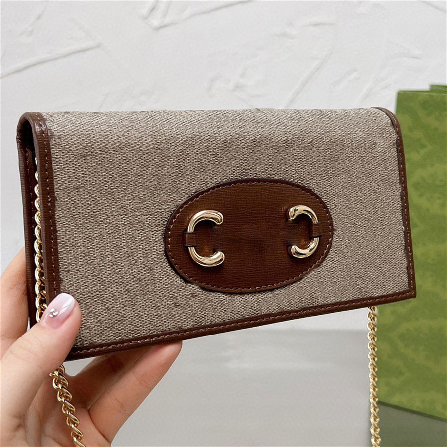 

Horsebit 1955 Wallet With Chain Bags Beige Leather Credit Card Slots Zipper Pocket Interlocking G Retro Ophidia Crossbody Shoulder Purses Designer Luxury, Customize