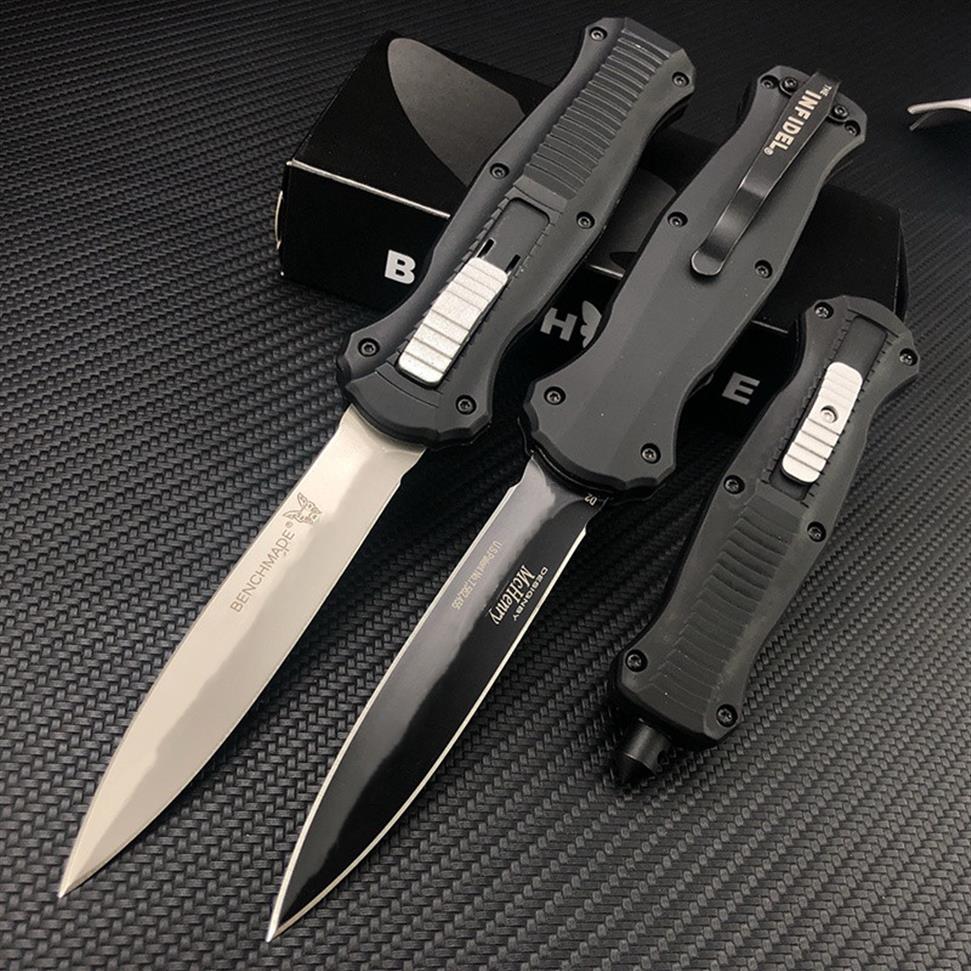 

Benchmade 3300 Infidel AUTO Knife 3 95 In D2 Satin Double Edge Blade Black Aluminum Handles Fast Action Tactical Gear Survival Kn328e