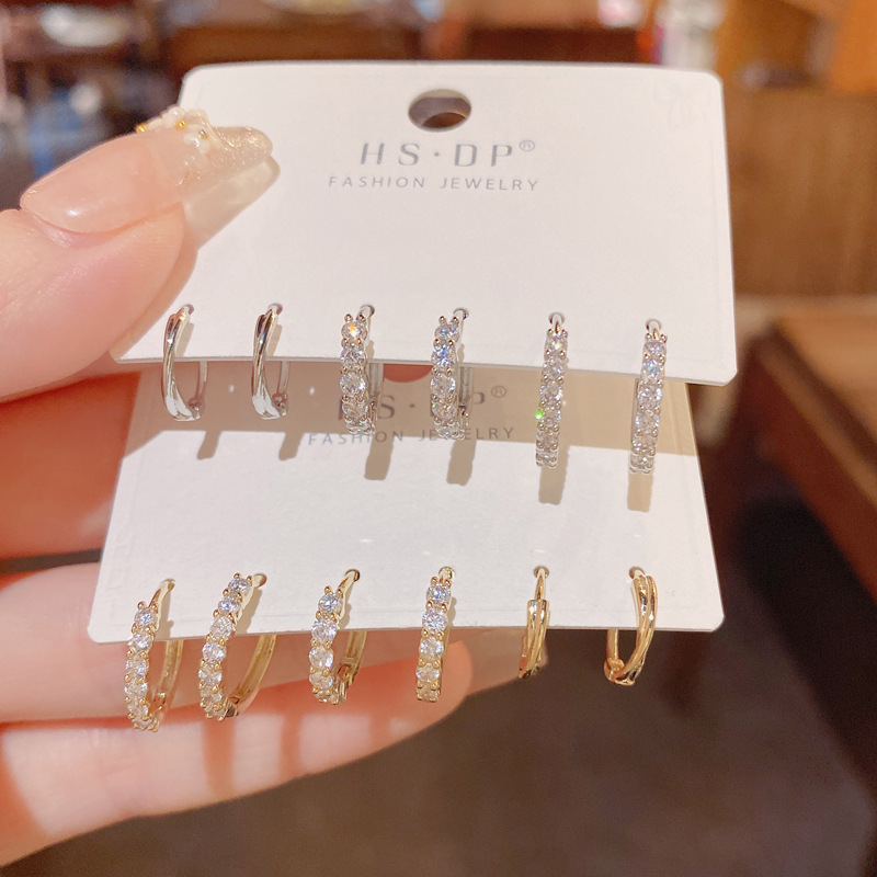 

Shiny Zircon Small Hoop Earrings 2022 New Fashion Real Gold Plate Round Pendant Piercing Earrings For Women Jewelry Gift