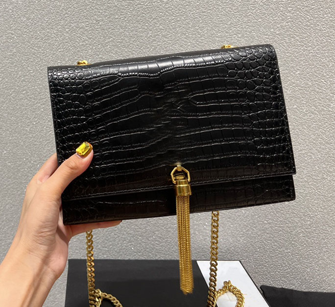 Luxury Designer bag Shoulder Handbags High Quality Fashion women wallets Clutch totes CrossBody cowhide Leather chain tassel bags Ladies purse 10
