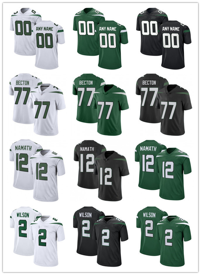 

Football Jerseys New York''Jets''custom 56 Quincy Williams 77 Mekhi Becton 2 Zach Wilson 17 Garrett Wilson 8 Elijah Moore 1 Ahmad Sauce Gardner 20 Breece Hall, Colour