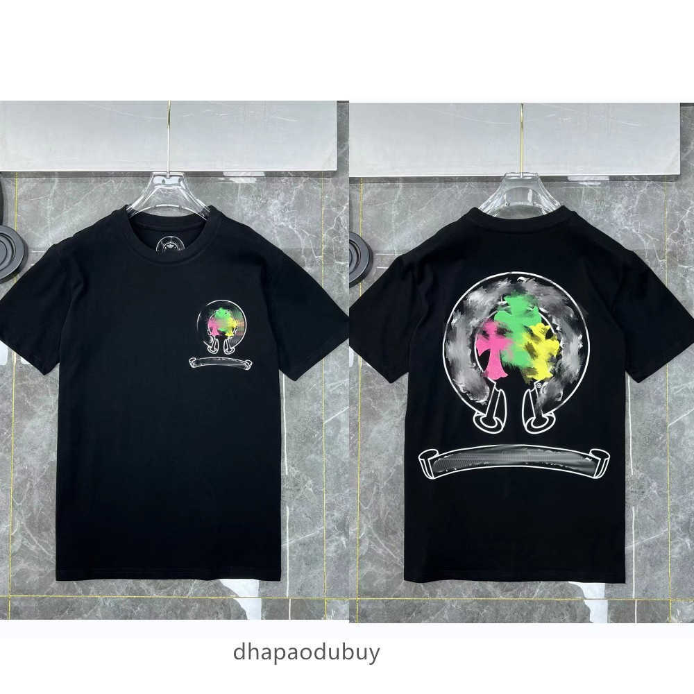 

Ch Fashion Men's t Shirt Designer Chrome Classic Summer Brand Short Sleeve Sanskrit Letter Pullover T-shirt Horseshoe Cross Pattern Tops Hearts Women Tshirts Chn4, 82