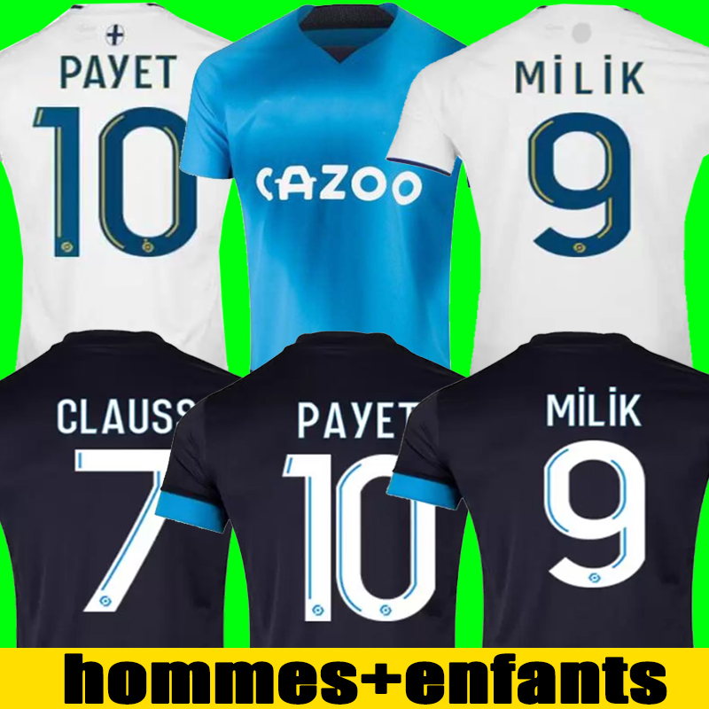

21 22 23 soccer jerseys 2021 2022 2023 MarseilleS MILIK maillot foot CUISANCE GUENDOUZI BENEDETTO GERSON PAYET CLAUSS football shirts men kids kit ALVARO Under, 22 23 away kids kit