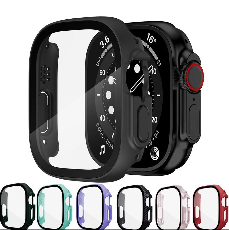 

For Apple Watch Ultra 49mm Case with Screen Protector smartwatch PC Bumper Tempered Glass Accessories iwatch Ultra Cover, 31 kinds color