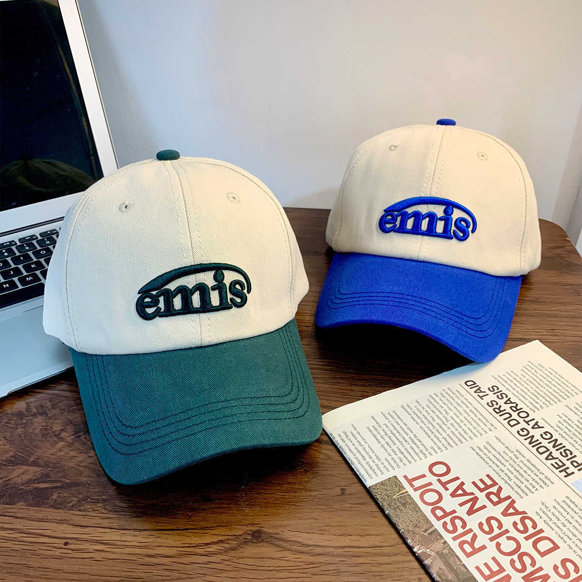 

Ball Caps Korean Fashion Letters EMIS Baseball Cap Men Women Snapback Breathable Cotton Visor Sun Hats Soft Top Casual Couple Hat T220923, Blue