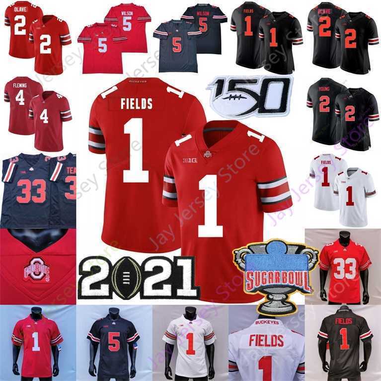 2021 Football Jersey OSU Garrett Wilson Justin Fields Fleming Chris Olave Chase Young Elliott Master Teague III