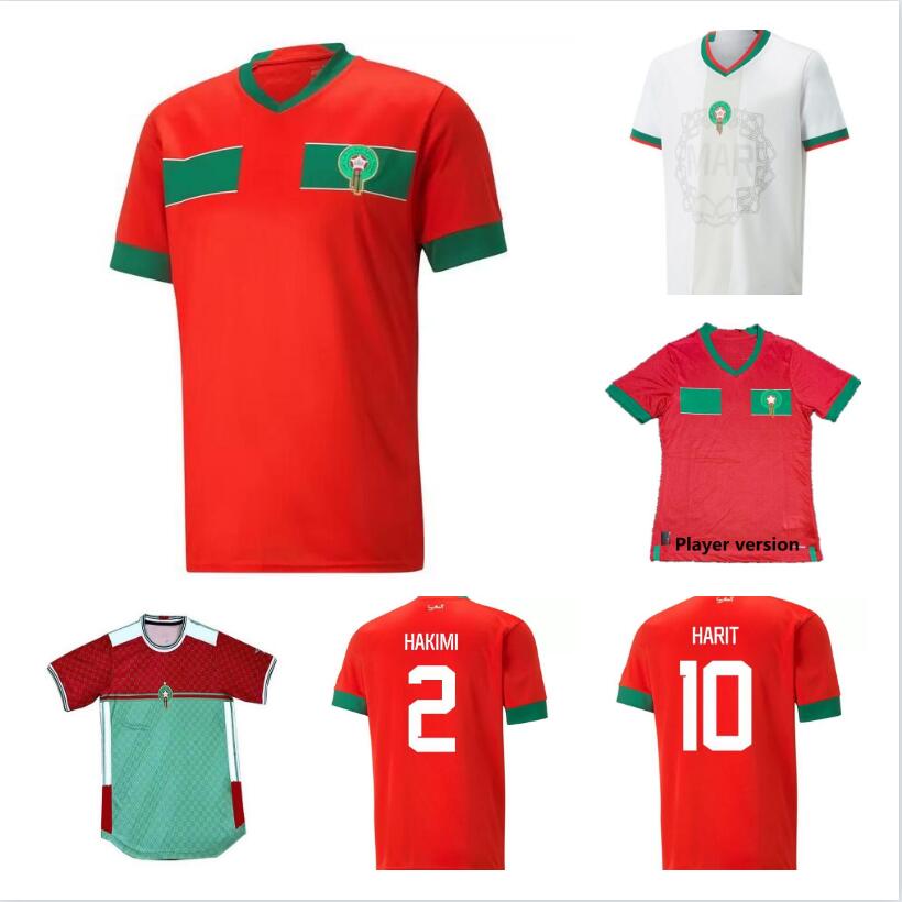 

Morocco Soccer Jersey fans Player version Maillot Maroc 2022 2023 Home Red Away White HAKIMI ZIYECH ALIOUI MUNIR TOP Qualitys 22 23 Mens Maillots de foot WORLDCUP