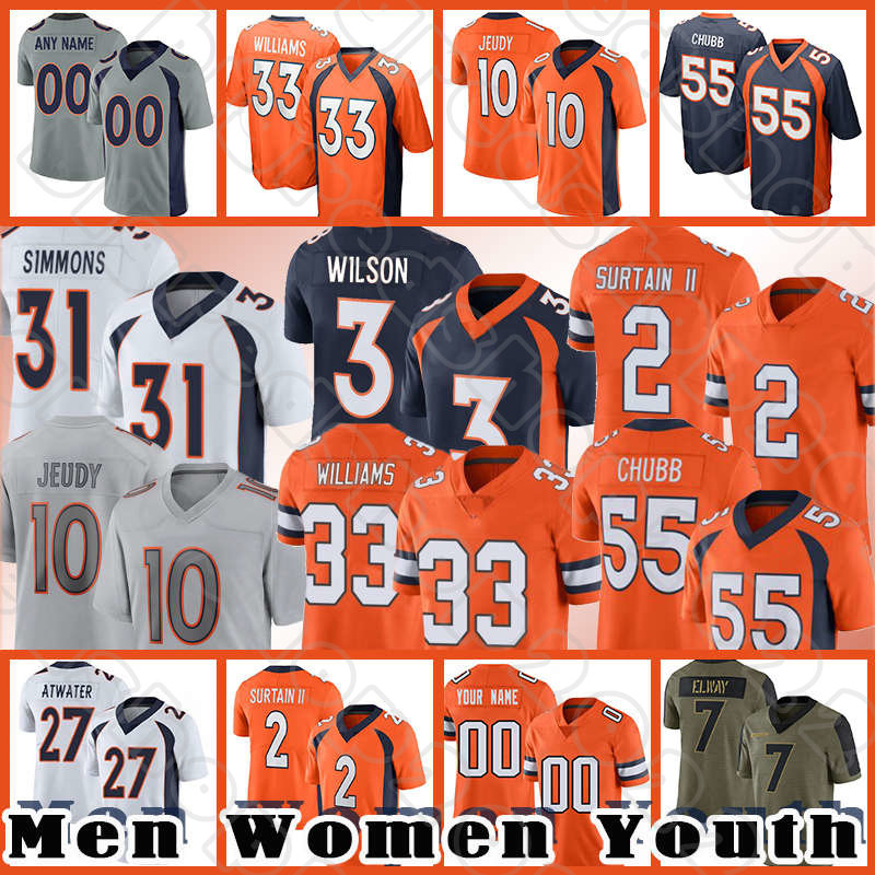 

3 Russell Wilson Justin Simmons Football Javonte Williams Jerry Jeudy Jersey Denver Patrick Surtain II Bradley Chubb Broncos Peyton Manning Brandon McManus, Custom women(y m)