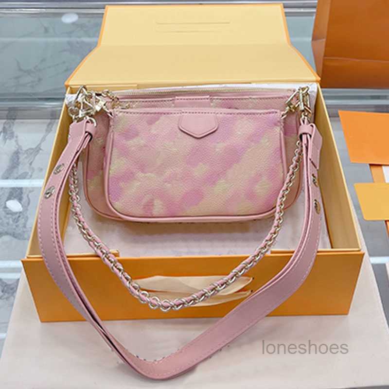 

Evening Bags 2 Pieces Chain Shoulder Bag Women Designer Bag Rainbow Color Crossbody Bags Purse Handbag Multi Pochette Classic Letterpress P