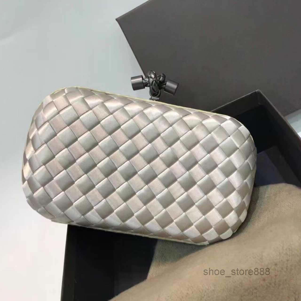 

Evening Bags Minaudiere Knot clutch bags designer woman foulard intreccio leather minaudiere purses magnetic frame closure clutches single