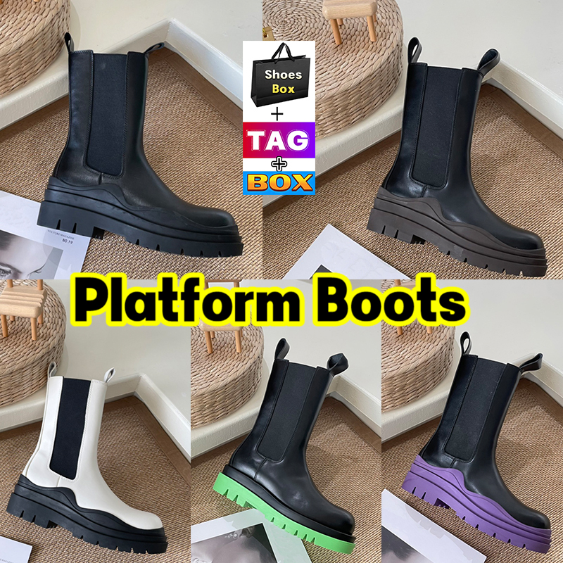 

Fashion Half Boots Tire Chelsea Platform Boot Knee Booties men women shoes Triple Black Purple seasalt Blue Grass acid turquoise ebony mens woman Anti-slip bootes, No.17- shoes box