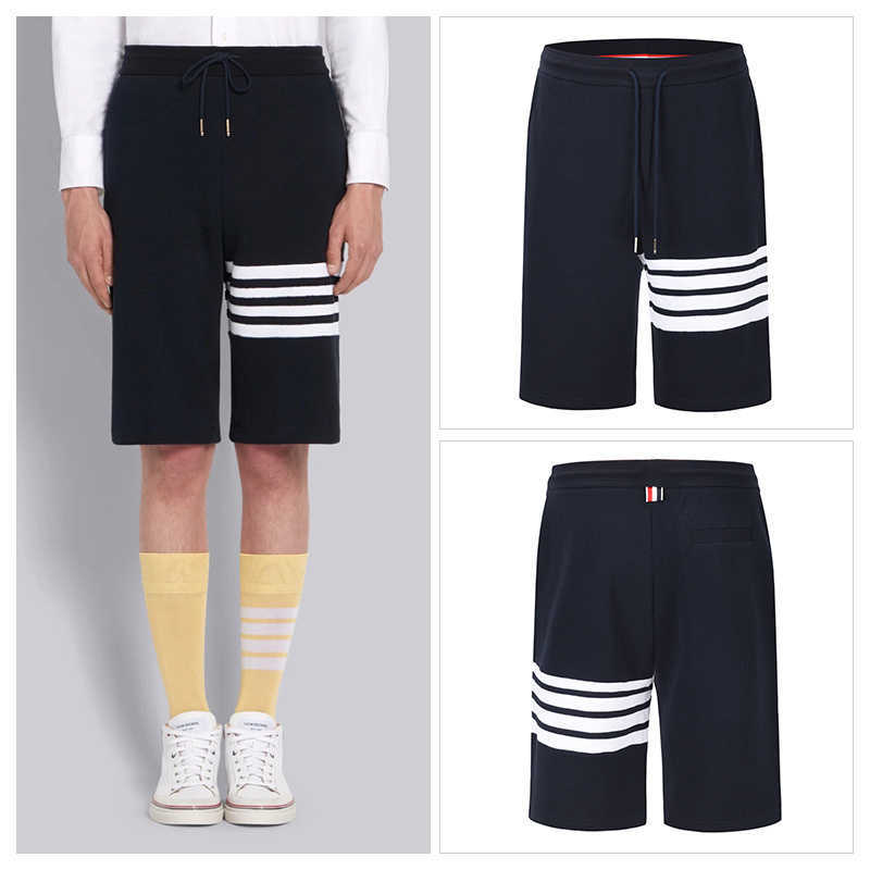 

Tb Thom Shorts Men Women Waffle 4-bar Stripe Summer Bottoms Brand 100% Cotton Sports Jogger Korean Style Shortpants, White