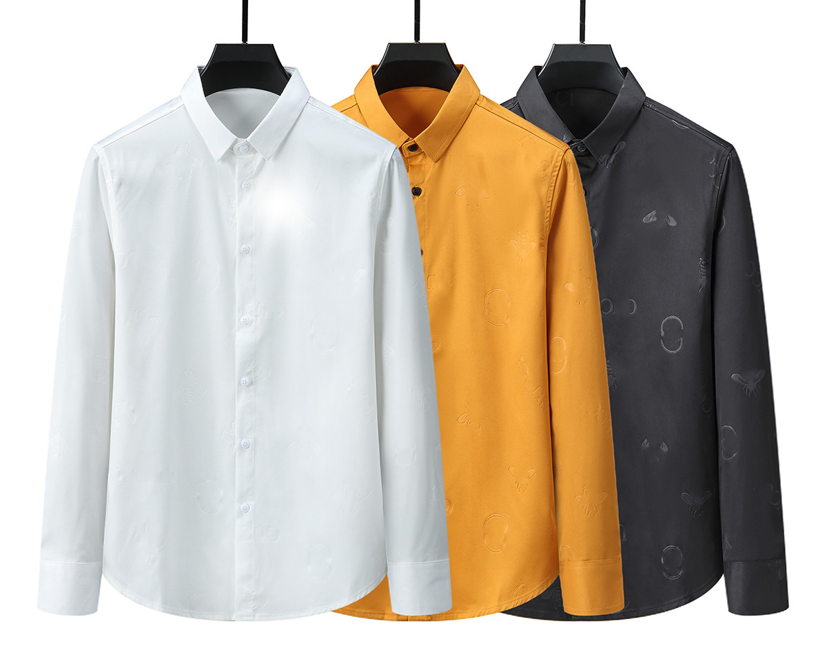 Chemises pour hommes d￩contract￩s Polos Polos ￠ manches longues Spring Man Shirts Tops Houghtable Ice Silk Quality pas de ferracteur plat Polo Ts