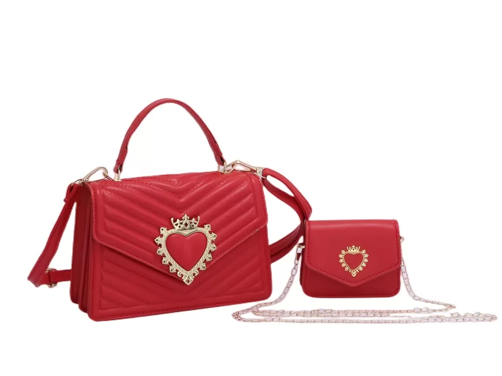

New classic women handbag 2pcs/set Totes Shoulder Bags Fashion Shopping Satchels combination pu leather crossbody satchel Luxury designer purses bag purse 1026 001, Red