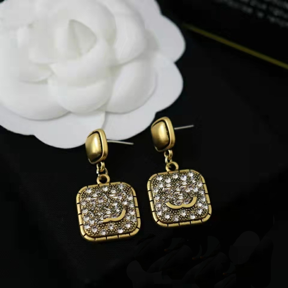 

gjewelry brand designer orecchini earring women stud luxury diamond rhinestone pendant crystal double letter shape 925s silver jewelry