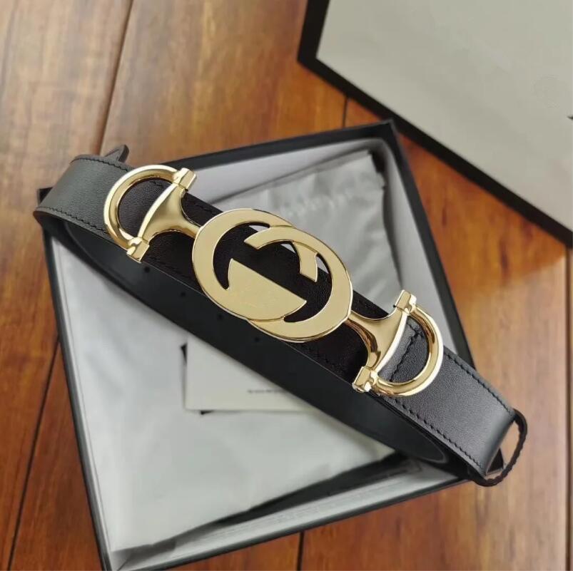 988 Men Women Solid Belt Womens Genuine Leather Black Color Bronze big buckle Designers Cowhide Belts For Mens Luxurys Waistband 2.5cm with box