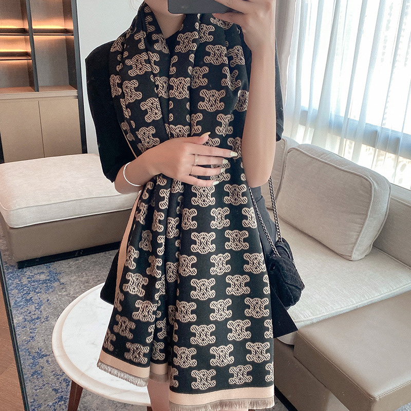 

Luxury brand double-sided scarf women Mrs Winter warm cashmere shawl scarf cl printing soft thin blanket Holiday gifts