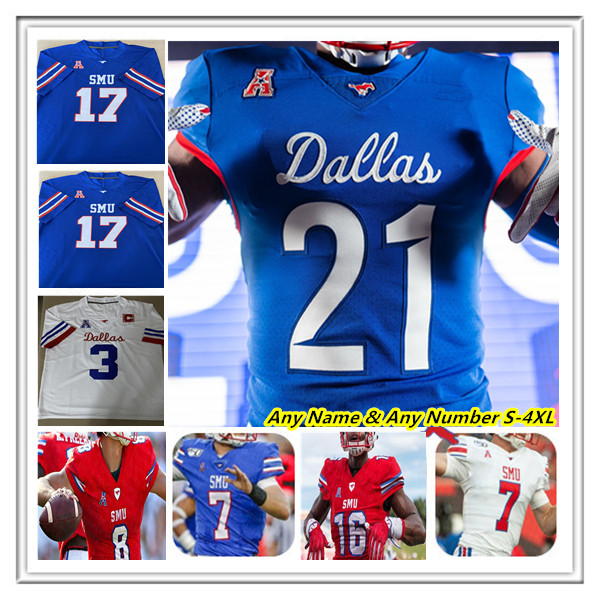 

SMU Mustangs Collge Football Jerseys Tanner Mordecai TJ McDaniel Tre Siggers Velton Gardner Rashee Rice Kerley RJ Maryland Roderick Daniels Jr. Moochie Dixon Wiley, Men blue