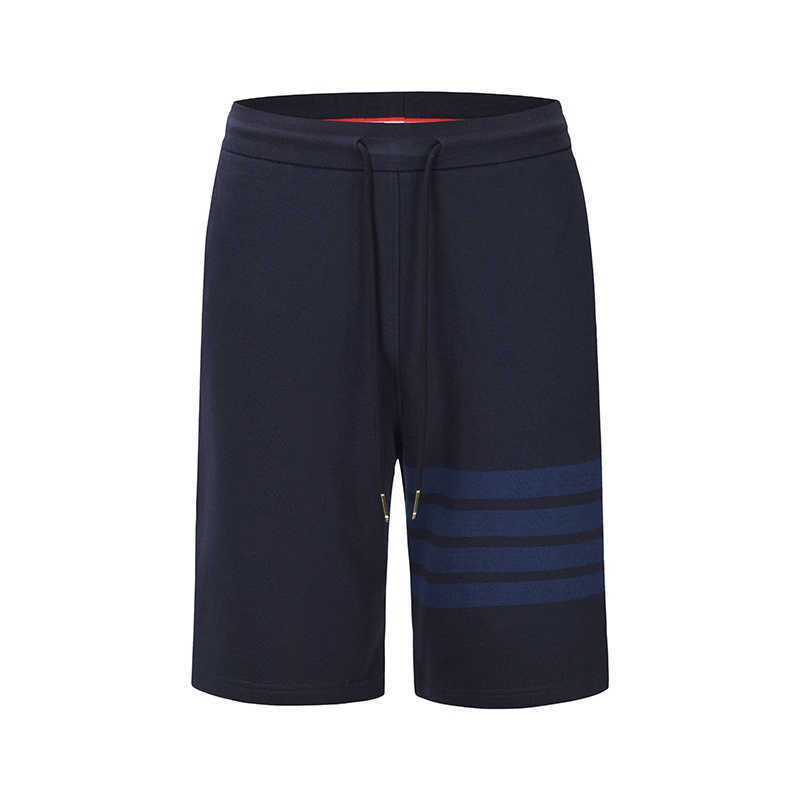 

New Thom Summer Fashion Brand Male Shorts Classic Cotton Navy 4-bar Stripes Harajuku Korean Design Tb Pants, Blue