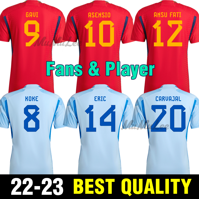 

S-4XL 22 23 SERGIO AZPILICUETA soccer Jerseys national team unifroms 2022 2023 FERRAN CANALES ANSU FATI SPAINS KOKE ASENSIO PEDRI MORATA kids kit Men football shirts