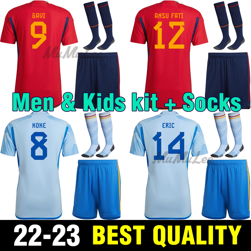 

Men kids set 2022 2023 FERRAN CANALES soccer Jerseys national team unifroms 22 23 SERGIO AZPILICUETA ANSU FATI SPAINS PEDRI MORATA KOKE ASENSIO football shirts