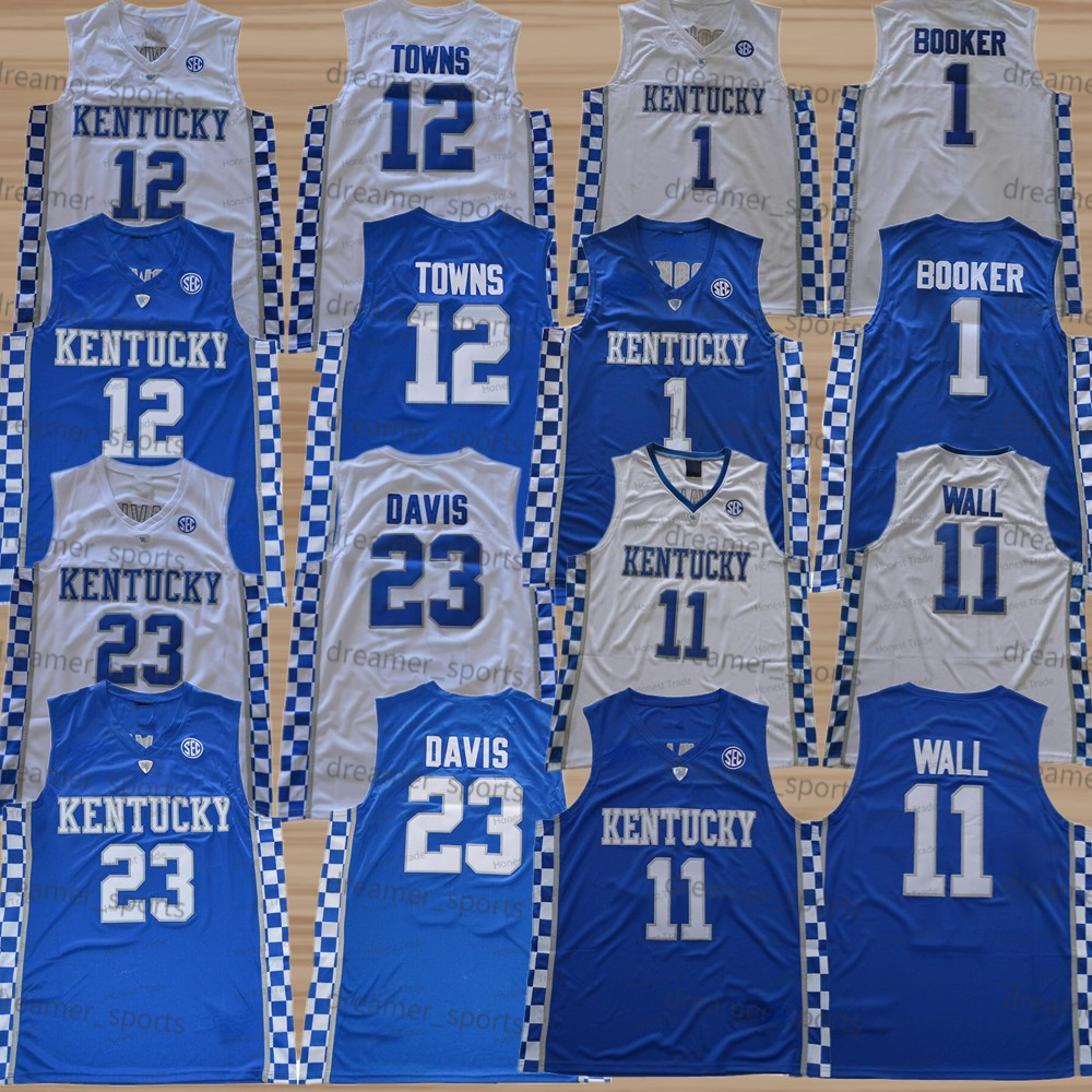 

NCAA Kentucky 1 Devin College Basketball Jersey Booker 11 John Wall 12 Karl-Anthony Towns 23 Davis Blue White Mens Jerseys, Men jersey
