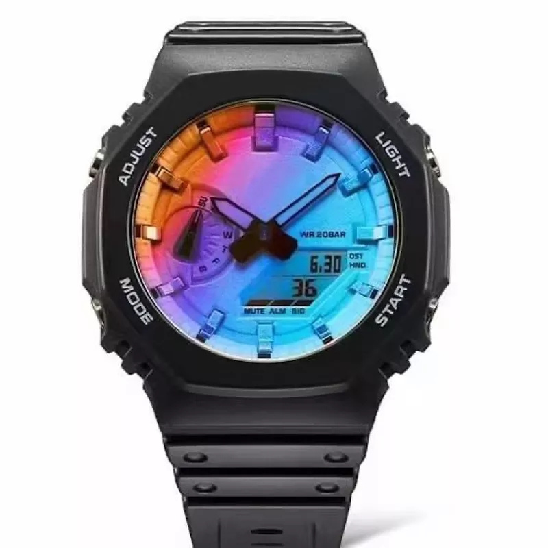 

Men's 2100 Quartz Sports Digital Watch LED Automatic Hand Lamp Waterproof World Time Full Hand Operational Reserve Invincible