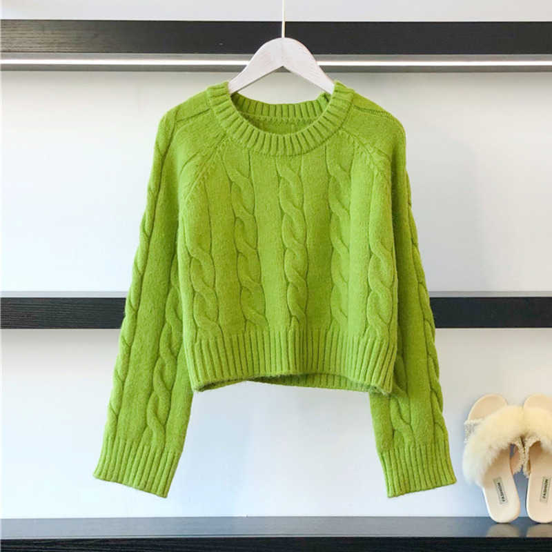 

Women's Sweaters Peonfly Solid Casual Loose Warm Knitted Vest Women 2020 Autumn New Long Sleeve Short Sweaters Winter Women Jumper Green J220915, White