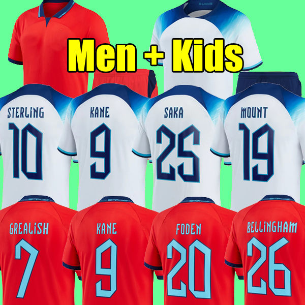 

22 23 Englands Soccer Jerseys SAKA FODEN BELLINGHAM RASHFORD STERLING GREALISH National Team KANE Football Shirt Kit Red Shirts White Blue Men Kids Kits, Men away 2-22