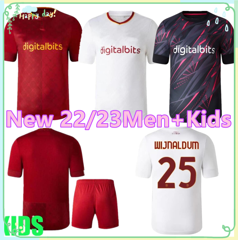 

22 23 DYBALA ABRAHAM WIJNALDUM soccer jersey 2022 2023 ROMa ZANIOLO PELLEGRINI KLUIVERT SMALLING football shirt Men Kids kit uniforms maillot sets 888, Army green