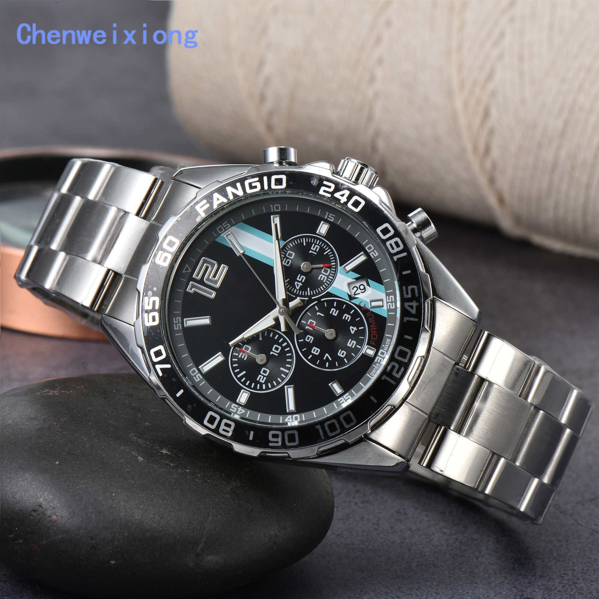 

3A Famous Watch 40mm Men's Watch Strap Imported Quartz Movement Stainless Steel Sapphire Glass, 03