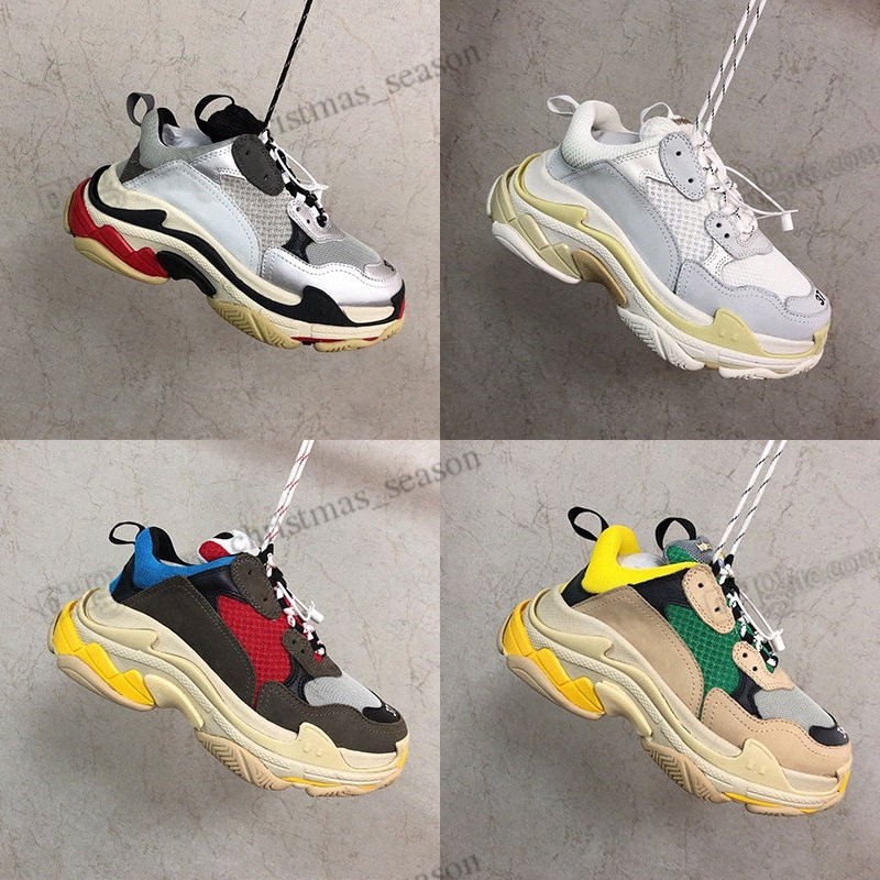 

With box Fashion Triple S Paris Casual Shoes 17Fw Old Dad Beige Yellow Green Sneakers Designer Platform Jogging Walking Outdoor Sports Trainers Men Women Sneaker 123, I need look other product