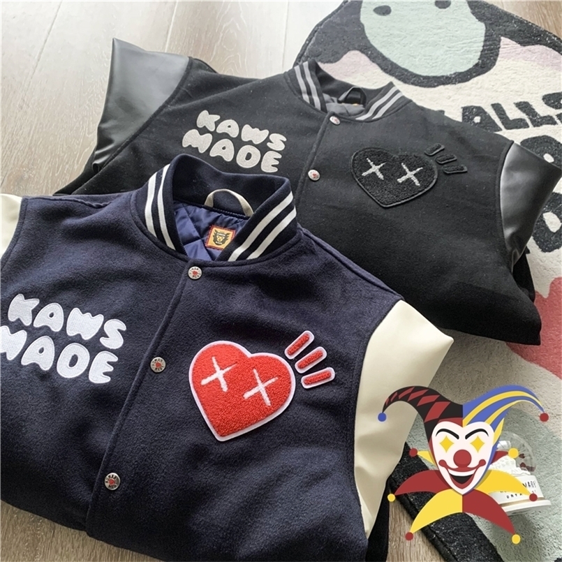 

Men's Jackets Human Made Varsity Sheep Embroidery Leather Sleeve Women's Baseball 220924