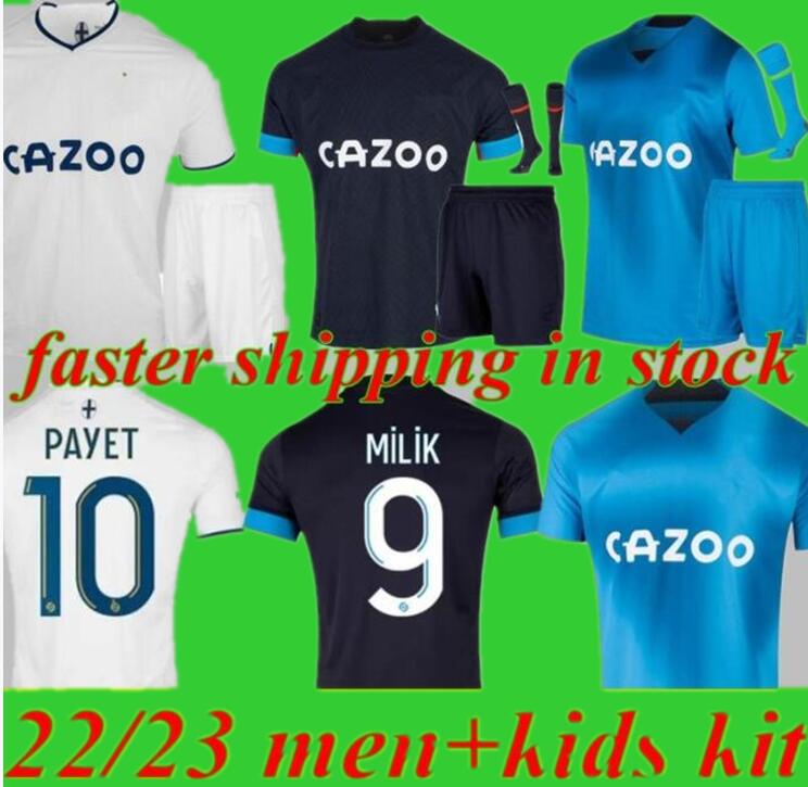 

soccer jersey 21 22 Marseil De OM 2021 2022 2023 maillot foot CUISANCE THAUVIN BENEDETTO KAMARA PAYET football shirts men kids kit full set socks shorts Fouth AA, Third kits+socks