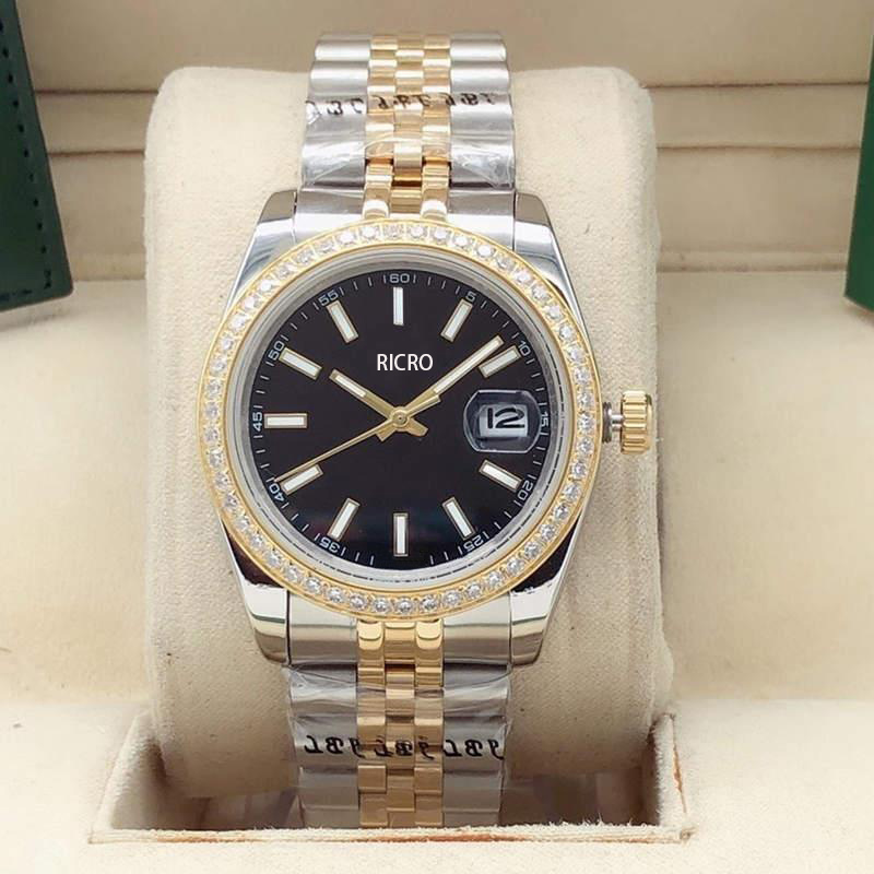 

The designerStylish men women automatic watches 41mm diamond bezel sapphire face stainless steel folding buckle waterproof, Box