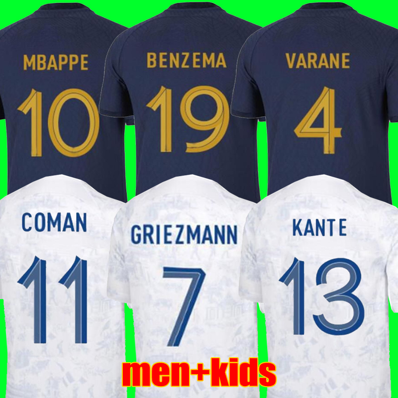 

French club Full Sets 2022 soccer jersey 2023 BENZEMA MBAPPE GRIEZMANN SALIBA COMAN PAVARD KANTE Maillot de foot equipe Maillots kids kit women Men football shirt, 22 23 home kids kit