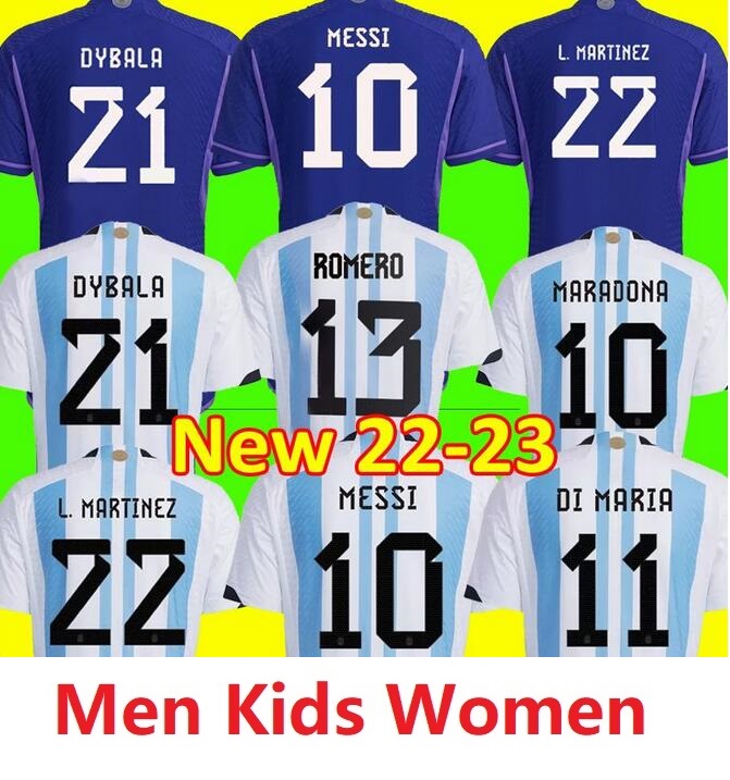 

22-23 Argentina Thai Quality Soccer Jerseys Home Away 22 L.MARTINEZ 21 Dybala 11 Di Maria 14 FERNANDEZ 9 J.CORREA DE PAUL 10 Maradona Customized Design Your Own wear, 22-23 away