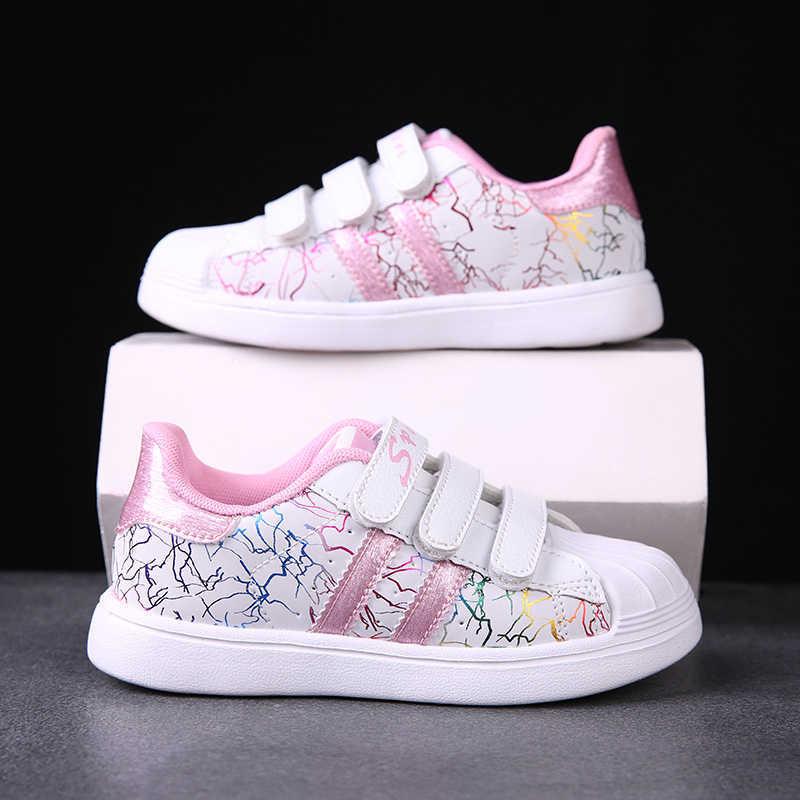 

kids sneakers girls shoes 2020 autumn fashion leather flat non-slip running student princess X0719, Gray