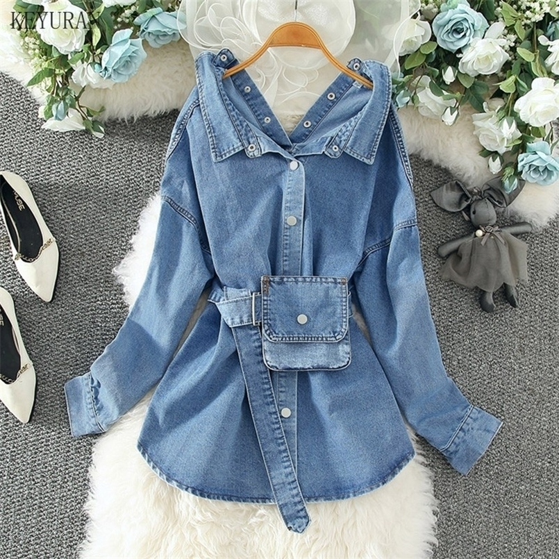 Chemises de chemisiers pour femmes chemises en denim jeans de mode Fashion Blouse Coat Ladies Streetwear Jean Denim Chemises Loose Vintage Tops 2