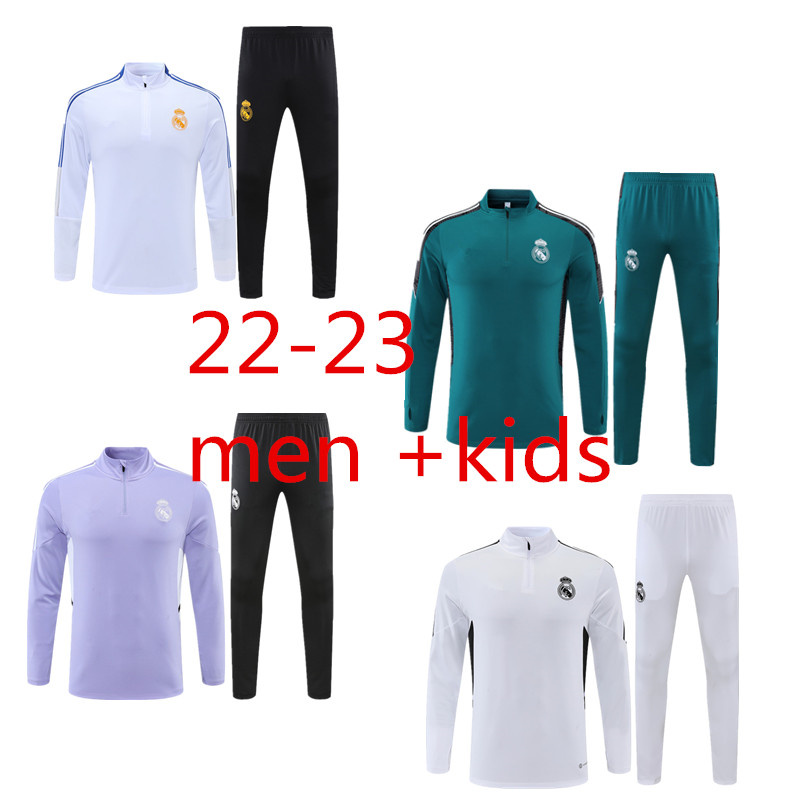 

TOP 22 23 Real madrids TRACKSUIT set madrides TRAINING suit soccer jersey BENZEMA men and kids HAZARD ASENSIO MODRIC football kit chandal futbol survetement, Multi