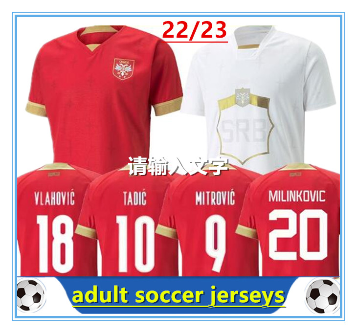 

2022 2023 Serbia Soccer Jersey MILIVOJEVIC MITROVIC TADIC JOVIC KOLAROV Kostic Vlahovic SERGEL MATIC national football team Uniforms Men, 22/23 fans home+patch2