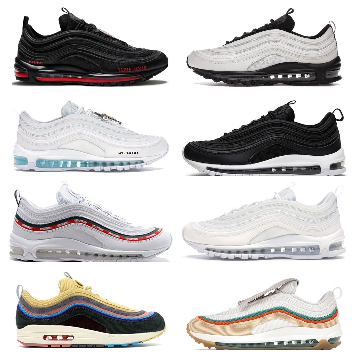 

Max97 97 Casual Shoes Undefeated 97s OG Mens Women Sean Wotherspoon mschf x inri jesus triple black white Worldwide Sail Treeline sliver bullet metalic gold sneakers, Bubble package bag