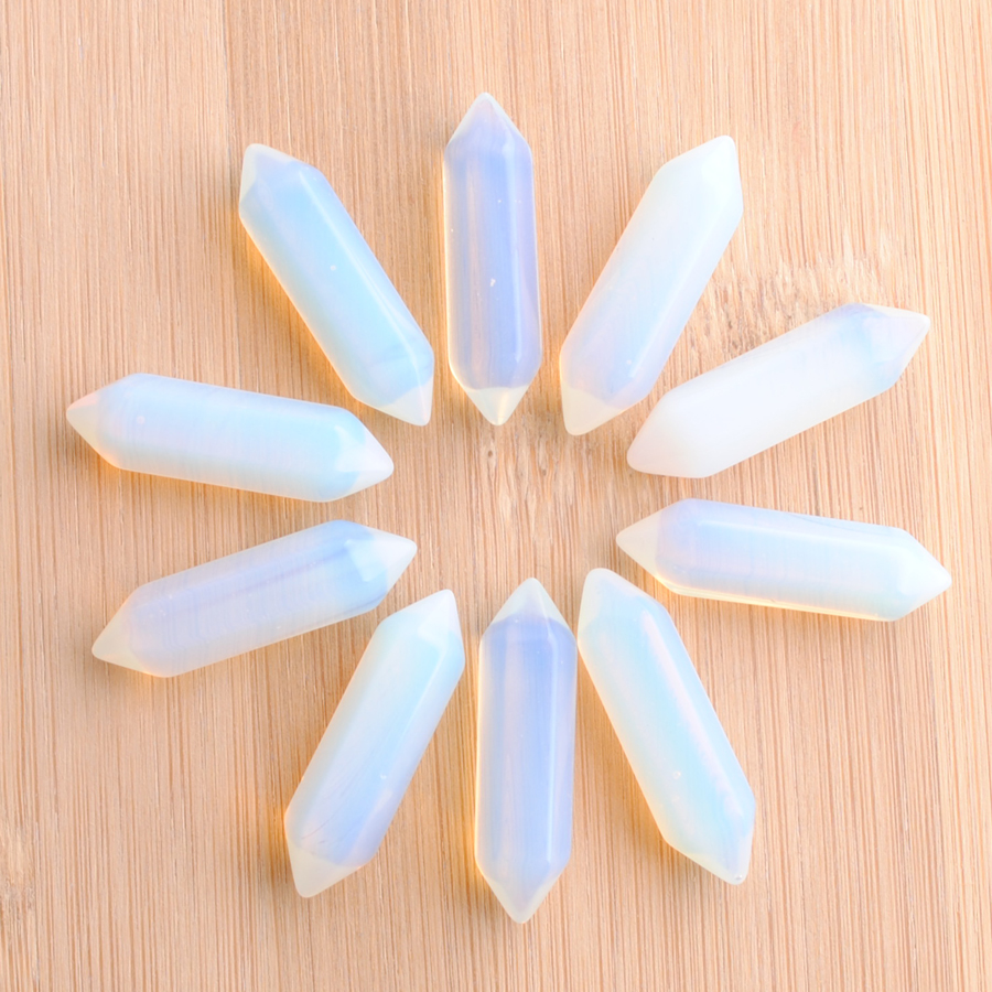 

Wholesale Loose Gemstones Hexagonal Healing Pointed Reiki Chakra Natural Opal stone 30x8mm No Drilling Hole Pendant Beads U3310
