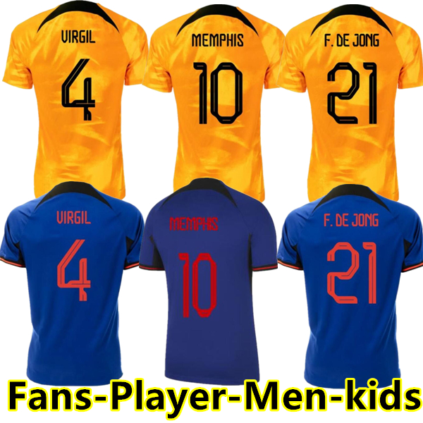 

2022 Netherlands MEMPHIS soccer jersey DE JONG Holland DE LIGT WIJNALDUM VAN DIJK 22 23 football shirt player men kids kit DUMFRIES maillot camiseta camisa futebol, 2022 away player