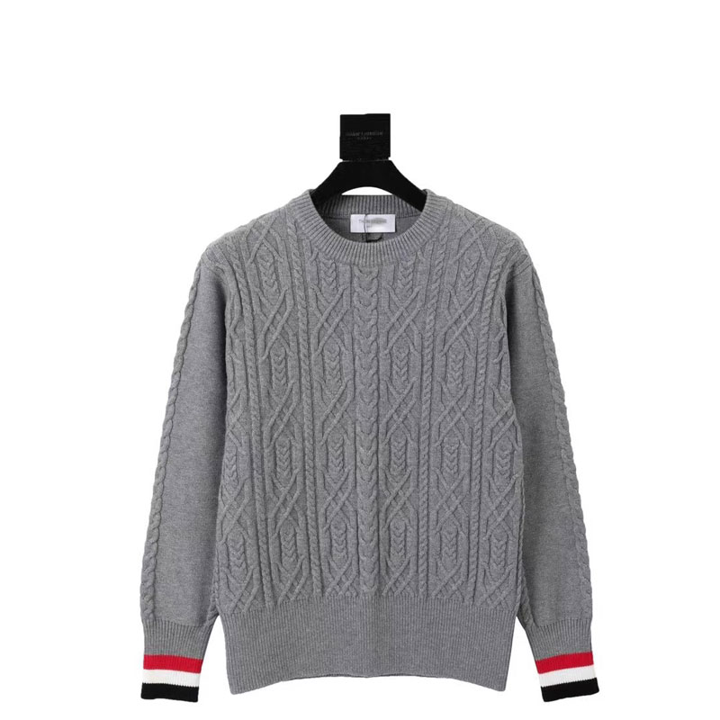 Thom Brown brownie heavy-duty striped cable-knit unisex sweater-image-806390535