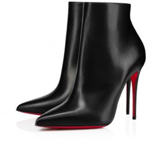 

22S Astribooty red Soles Ankle Boots 100mm Eye-catching deep V neckline Slim pointed toe and gorgeous crimson embellished Slim sexy lines exude femme fatale chic