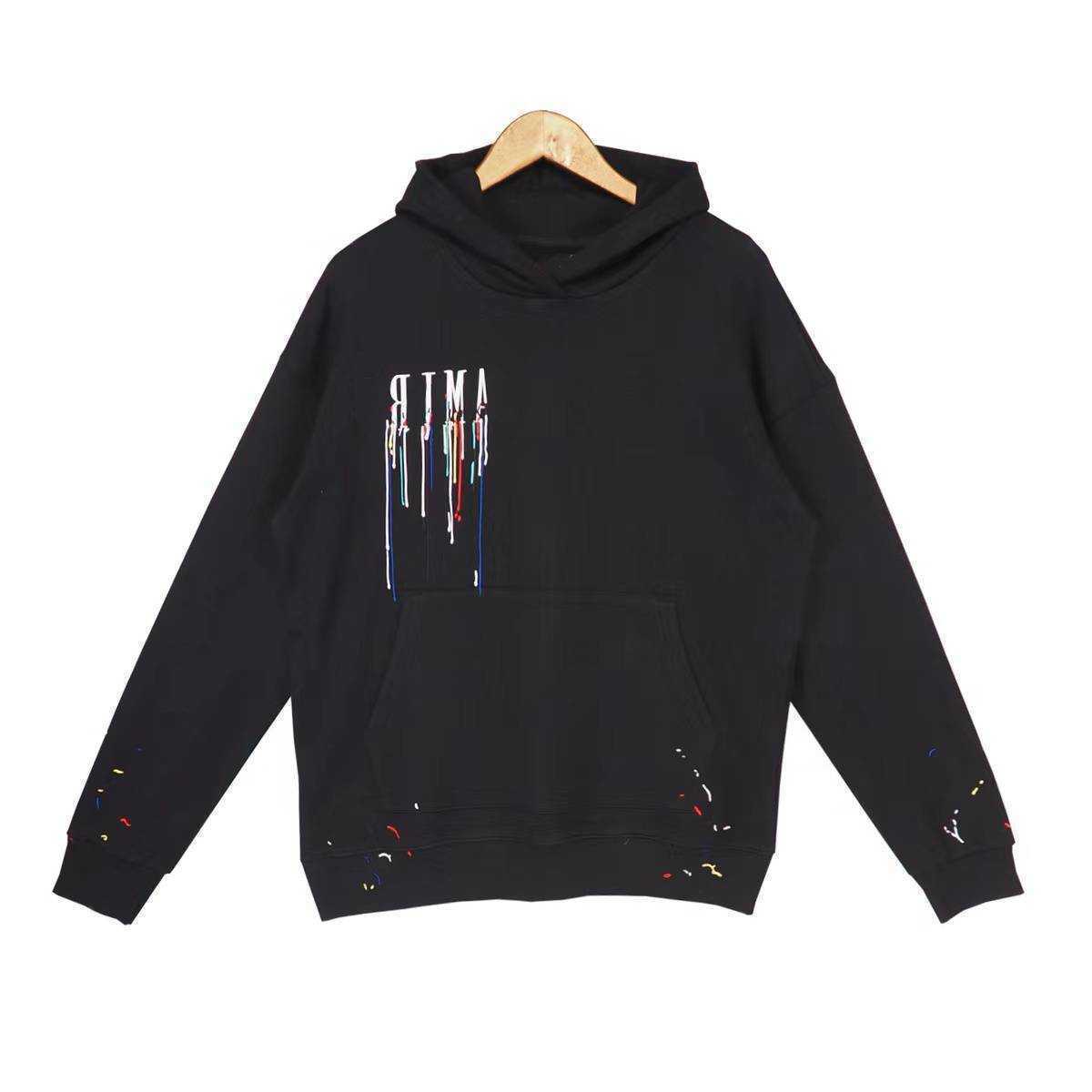 

2022 Fashion Brand Luxury Hoodie Autumn Winter High Street Embroidered Letters Casual Loose Hooded Sweater Black