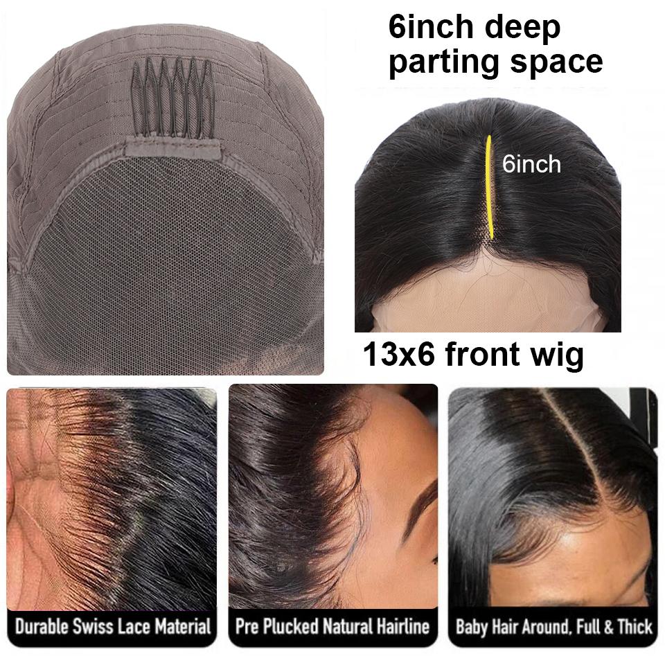 360 250% 13x6 Body Wave Lace Front Wigs 30inch Brazilian Human Hair Wigs Pre Plucked Wig with Baby Density Lace Frontal Wig
