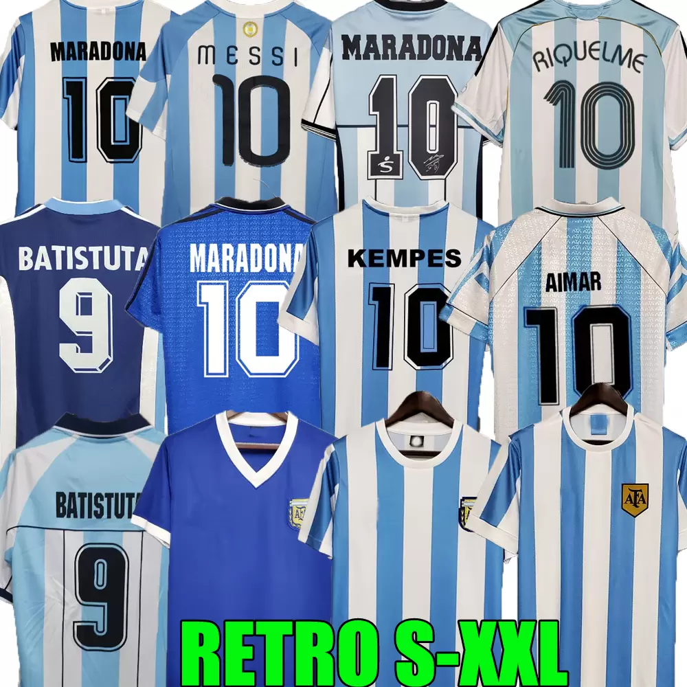 

Argentina Retro Soccer jerseys Maradona 1978 1986 1998 1996 2000 2001 2006 2010 Kempes Batistuta Riquelme HIGUAIN KUN AGUERO CANIGGIA AIMAR Football Shirts, 2001 special