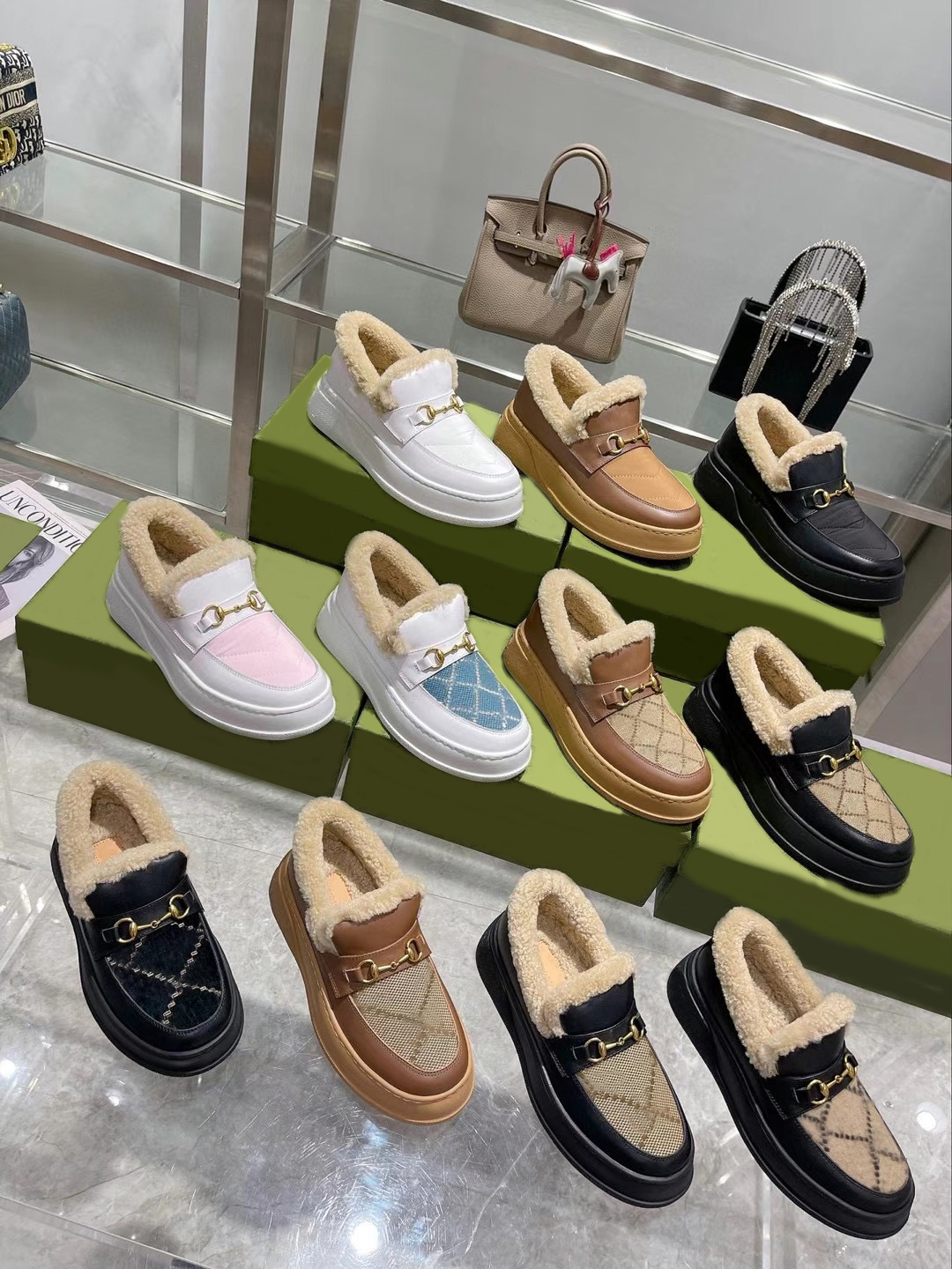 2022ss princetown wool boots with gold Pumps Winter Fur boot Mens women canvas women leather velvet flats size 35-42